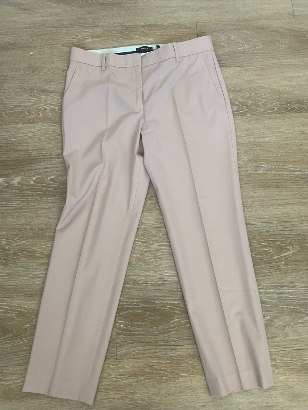 Theory Blush Pink Tailored Slim Straight Wool Dress Pants Size 8